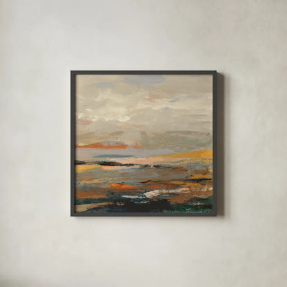 Warm Bay I by Silvia Vassileva. Shown in a sleek black glass frame for a contemporary gallery look. Available as an archival giclee rolled canvas, fine art paper, or poster print. SKU 77079a.