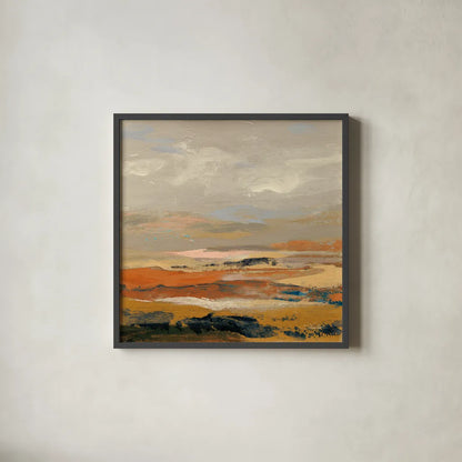 Warm Bay II by Silvia Vassileva. Shown in a sleek black glass frame for a contemporary gallery look. Available as an archival giclee rolled canvas, fine art paper, or poster print. SKU 77080a.