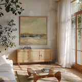 Warm Day by Silvia Vassileva. Shown in a natural wood frame in a cozy modern living room. Available as an archival giclee rolled canvas, fine art paper, or poster print. SKU 84819a.