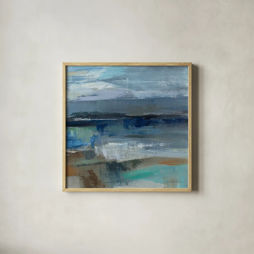 Wave Crop II by Silvia Vassileva. Shown in a natural wood glass frame for a timeless modern aesthetic. Available as an archival giclee rolled canvas, fine art paper, or poster print. SKU 16974a.