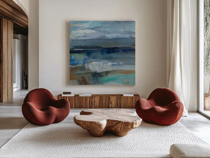 Wave Crop II by Silvia Vassileva. Shown as extra-large giant wall art in a modern living room. Available as an archival giclee rolled canvas, fine art paper, or poster print. SKU 16974a.