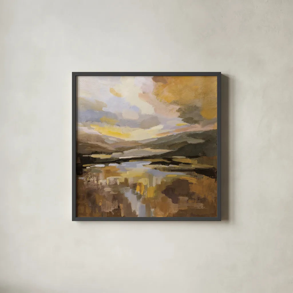 Western Sky by Silvia Vassileva. Shown in a sleek black glass frame for a contemporary gallery look. Available as an archival giclee rolled canvas, fine art paper, or poster print. SKU 83537a.