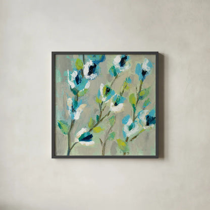 Whimsical Branch I by Silvia Vassileva. Shown in a sleek black glass frame for a contemporary gallery look. Available as an archival giclee rolled canvas, fine art paper, or poster print. SKU 53708a.