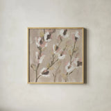 Whimsical Branch I Neutral by Silvia Vassileva. Shown in a natural wood glass frame for a timeless modern aesthetic. Available as an archival giclee rolled canvas, fine art paper, or poster print. SKU 89255a.