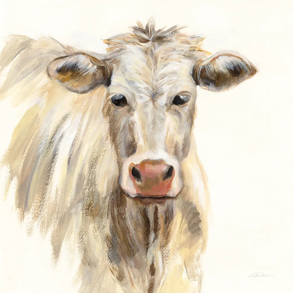 White Cow by Silvia Vassileva. SKU 62966a. Archival Giclee Fine art print for wall decor.