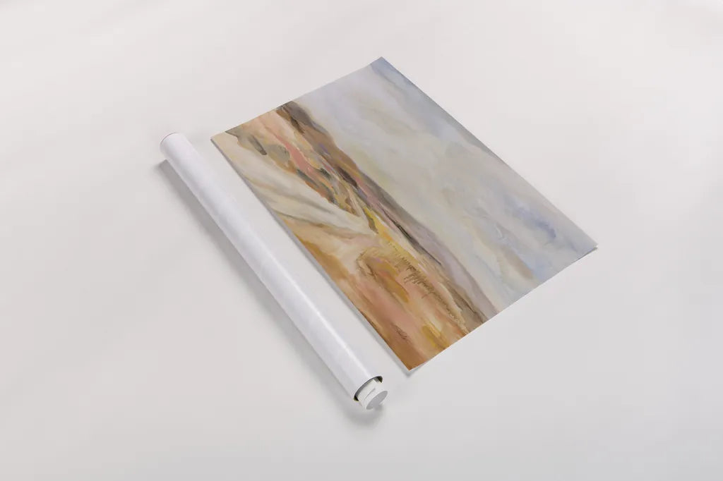 White Desert Road by Silvia Vassileva. shown as a rolled paper print. Available as archival giclee rolled canvas, fine art paper, or poster print. SKU 89309i.