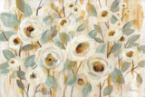 White Gold and Sage Floral by Silvia Vassileva. SKU 70504i. Archival Giclee Fine art print for wall decor.