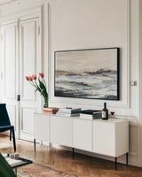 White River by Silvia Vassileva. shown as a framed stretched canvas in a living room above a console. Available as a archival giclee rolled canvas, fine art paper, or poster print. SKU 82624i.