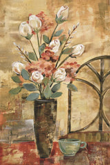 White Roses and Celadon Cup Crop by Silvia Vassileva. SKU 9551h. Archival Giclee Fine art print for wall decor.