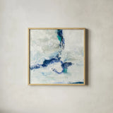 White and Blue by Silvia Vassileva. Shown in a natural wood glass frame for a timeless modern aesthetic. Available as an archival giclee rolled canvas, fine art paper, or poster print. SKU 26345a.