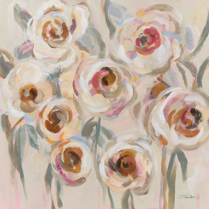 White and Blush Flowers by Silvia Vassileva. SKU 89033a. Archival Giclee Fine art print for wall decor.
