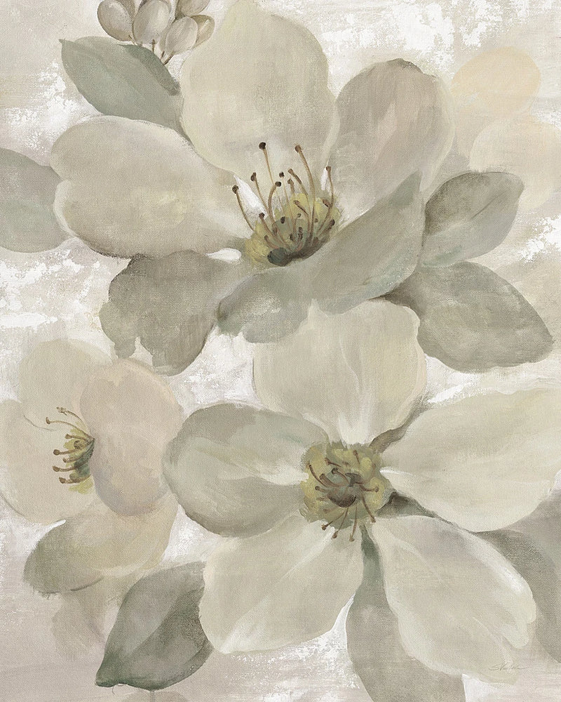 White on White Floral I Crop Neutral by Silvia Vassileva