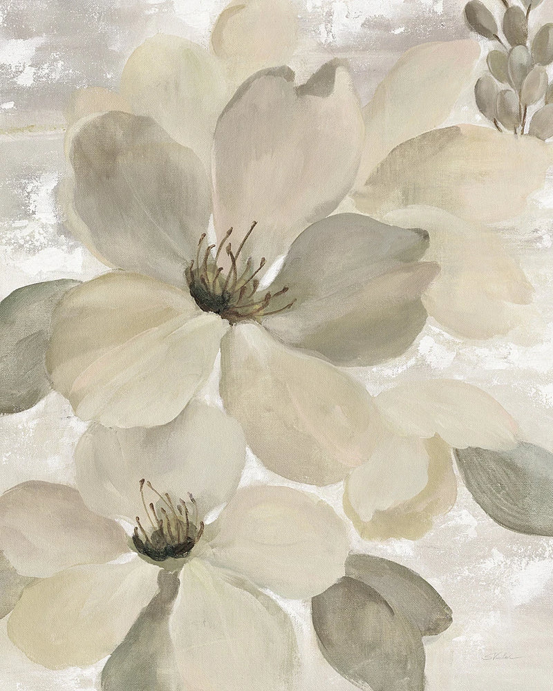 White on White Floral II Crop Neutral by Silvia Vassileva