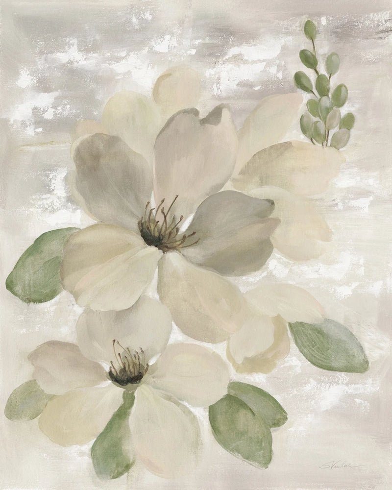 White on White Floral II Sage by Silvia Vassileva