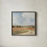 Wide Fields Triptych II by Silvia Vassileva. Shown in a sleek black glass frame for a contemporary gallery look. Available as an archival giclee rolled canvas, fine art paper, or poster print. SKU 98688a.