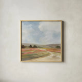 Wide Fields Triptych II by Silvia Vassileva. Shown in a natural wood glass frame for a timeless modern aesthetic. Available as an archival giclee rolled canvas, fine art paper, or poster print. SKU 98688a.