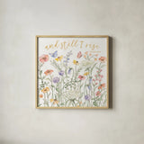 Wild Bloom III Religious by Silvia Vassileva. Shown in a natural wood glass frame for a timeless modern aesthetic. Available as an archival giclee rolled canvas, fine art paper, or poster print. SKU 99218a.