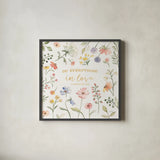 Wild Bloom VI Religious by Silvia Vassileva. Shown in a sleek black glass frame for a contemporary gallery look. Available as an archival giclee rolled canvas, fine art paper, or poster print. SKU 99221a.