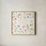 Wild Bloom VI Religious by Silvia Vassileva. Shown in a natural wood glass frame for a timeless modern aesthetic. Available as an archival giclee rolled canvas, fine art paper, or poster print. SKU 99221a.
