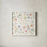 Wild Bloom VI Religious by Silvia Vassileva. Shown in a crisp white glass frame for a clean and minimalist style. Available as an archival giclee rolled canvas, fine art paper, or poster print. SKU 99221a.
