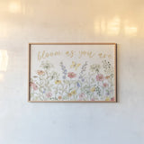 Wild Blooms I by Silvia Vassileva. shown as a paper print in a natural frame. Available as a archival giclee rolled canvas, fine art paper, or poster print. SKU 98864i.