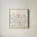 Wild Blooms II by Silvia Vassileva. Shown in a natural wood glass frame for a timeless modern aesthetic. Available as an archival giclee rolled canvas, fine art paper, or poster print. SKU 98865a.