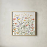 Wild Blooms III by Silvia Vassileva. Shown in a natural wood glass frame for a timeless modern aesthetic. Available as an archival giclee rolled canvas, fine art paper, or poster print. SKU 98866a.