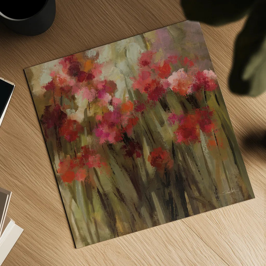 Wild Carnations by Silvia Vassileva. Shown as a detailed flat fine art print, highlighting archival giclee quality. Available as an archival giclee rolled canvas, fine art paper, or poster print. SKU 95704a.