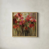 Wild Carnations by Silvia Vassileva. Shown in a natural wood glass frame for a timeless modern aesthetic. Available as an archival giclee rolled canvas, fine art paper, or poster print. SKU 95704a.