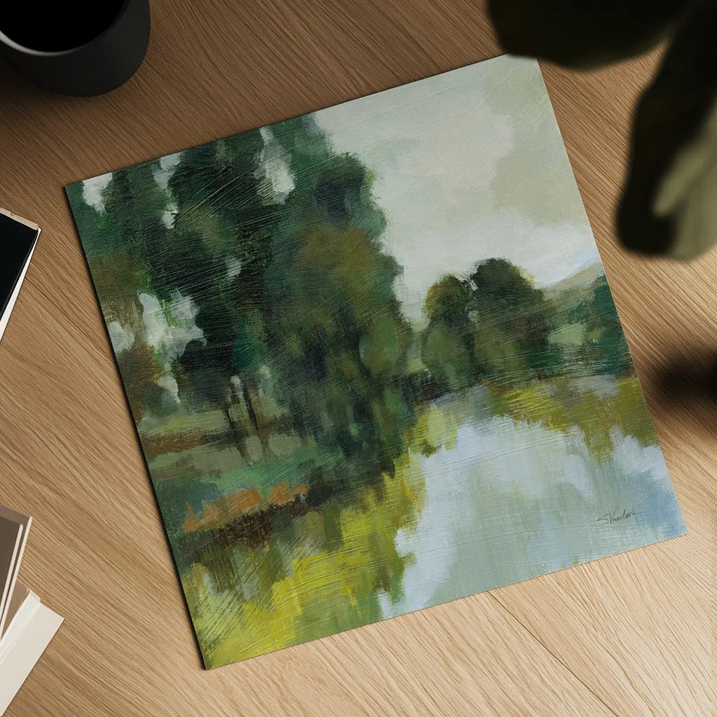 Willows by the Pond I by Silvia Vassileva. Shown as a detailed flat fine art print, highlighting archival giclee quality. Available as an archival giclee rolled canvas, fine art paper, or poster print. SKU 88693a.