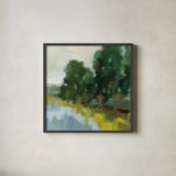 Willows by the Pond II by Silvia Vassileva. Shown in a sleek black glass frame for a contemporary gallery look. Available as an archival giclee rolled canvas, fine art paper, or poster print. SKU 88694a.