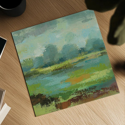 Windsor Blue Field II by Silvia Vassileva. Shown as a detailed flat fine art print, highlighting archival giclee quality. Available as an archival giclee rolled canvas, fine art paper, or poster print. SKU 14777a.