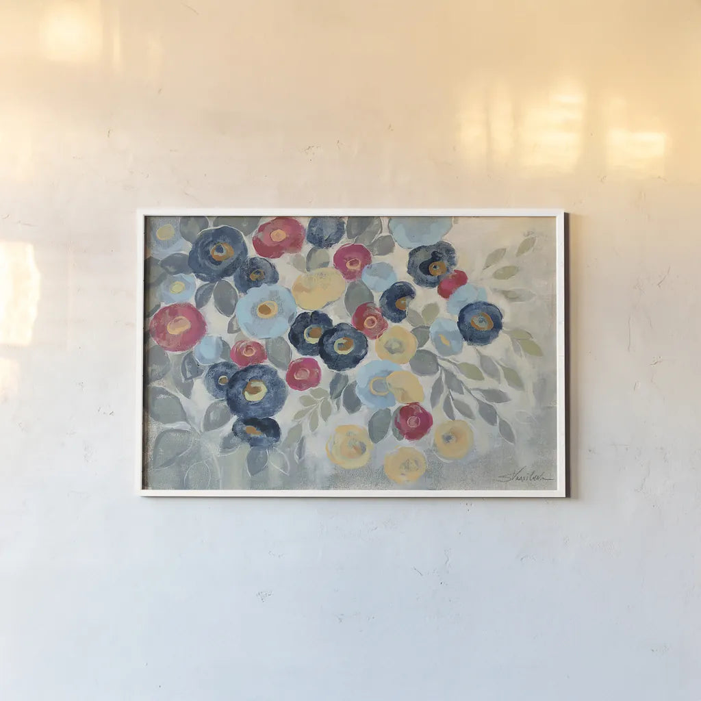 Winter Flowers I by Silvia Vassileva. shown as a paper print in a white frame. Available as a archival giclee rolled canvas, fine art paper, or poster print. SKU 23933i.