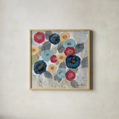 Winter Flowers II by Silvia Vassileva. Shown in a natural wood glass frame for a timeless modern aesthetic. Available as an archival giclee rolled canvas, fine art paper, or poster print. SKU 23934a.