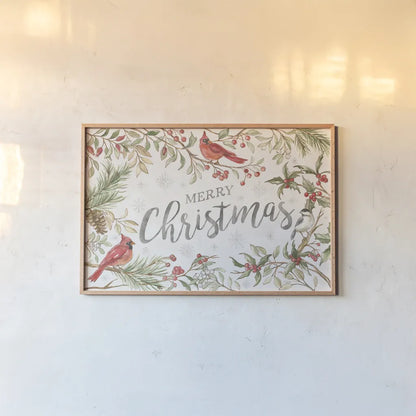 Winter Harmony I Merry Christmas by Silvia Vassileva. shown as a paper print in a natural frame. Available as a archival giclee rolled canvas, fine art paper, or poster print. SKU 90104i.