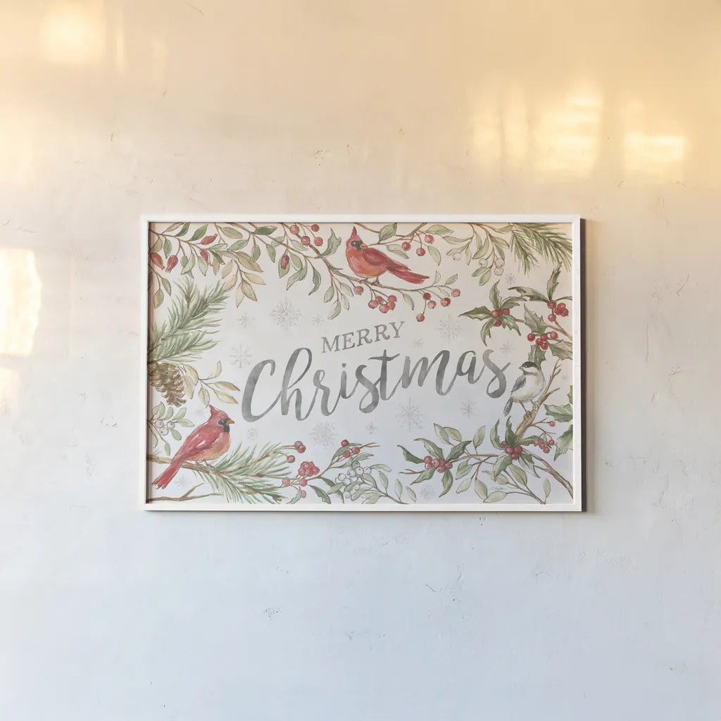 Winter Harmony I Merry Christmas by Silvia Vassileva. shown as a paper print in a white frame. Available as a archival giclee rolled canvas, fine art paper, or poster print. SKU 90104i.