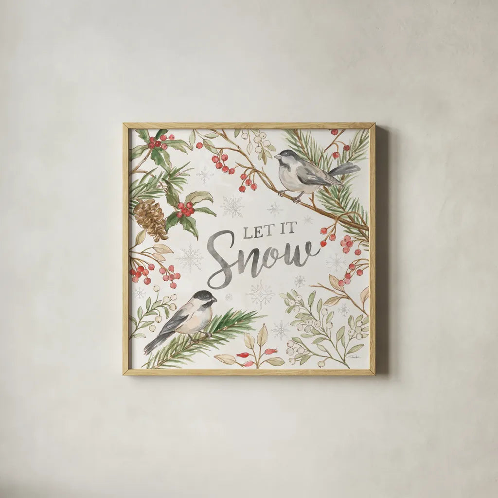 Winter Harmony II by Silvia Vassileva. Shown in a natural wood glass frame for a timeless modern aesthetic. Available as an archival giclee rolled canvas, fine art paper, or poster print. SKU 88835a.