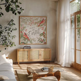 Winter Harmony IV by Silvia Vassileva. Shown in a natural wood frame in a cozy modern living room. Available as an archival giclee rolled canvas, fine art paper, or poster print. SKU 88837a.