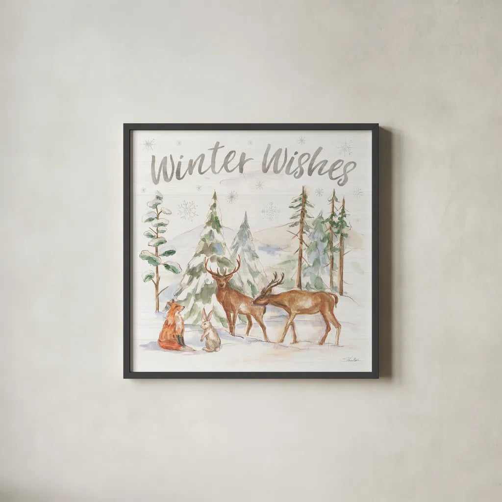 Winter Wonderland VII by Silvia Vassileva. Shown in a sleek black glass frame for a contemporary gallery look. Available as an archival giclee rolled canvas, fine art paper, or poster print. SKU 83863a.