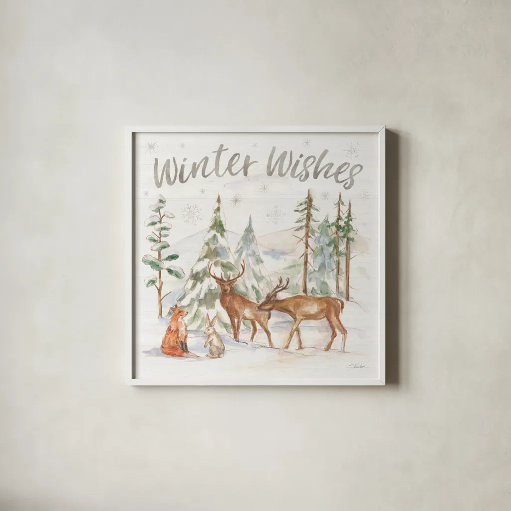 Winter Wonderland VII by Silvia Vassileva. Shown in a crisp white glass frame for a clean and minimalist style. Available as an archival giclee rolled canvas, fine art paper, or poster print. SKU 83863a.