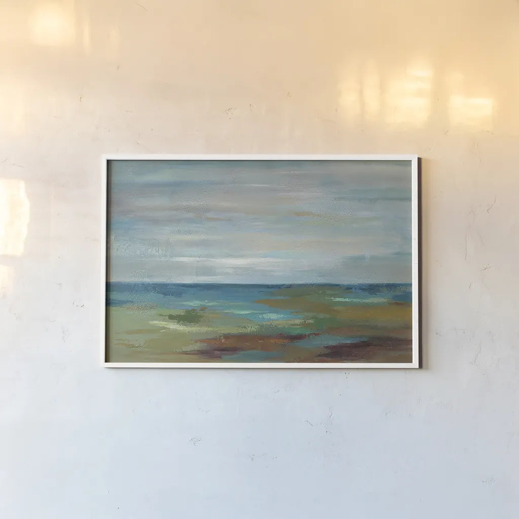 Wispy Clouds by Silvia Vassileva. shown as a paper print in a white frame. Available as a archival giclee rolled canvas, fine art paper, or poster print. SKU 13293i.