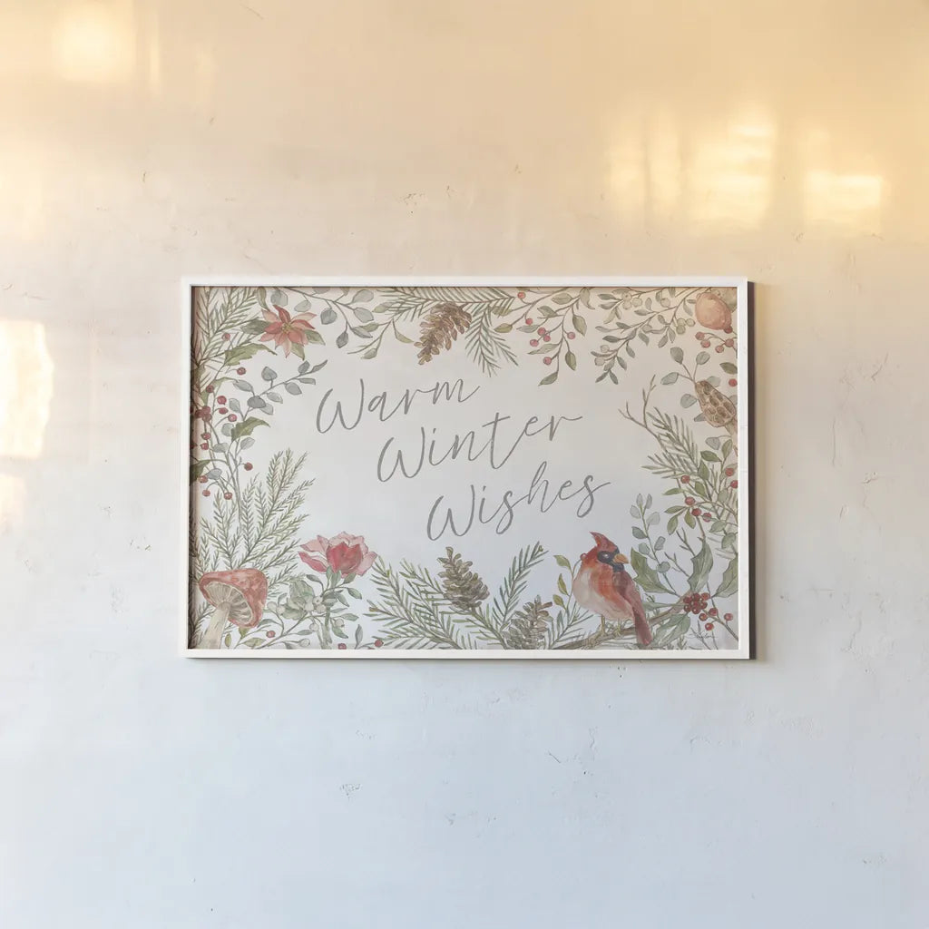 Woodland Christmas I by Silvia Vassileva. shown as a paper print in a white frame. Available as a archival giclee rolled canvas, fine art paper, or poster print. SKU 78222i.