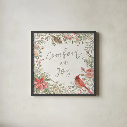 Woodland Christmas III by Silvia Vassileva. Shown in a sleek black glass frame for a contemporary gallery look. Available as an archival giclee rolled canvas, fine art paper, or poster print. SKU 78224a.