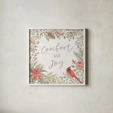 Woodland Christmas III by Silvia Vassileva. Shown in a crisp white glass frame for a clean and minimalist style. Available as an archival giclee rolled canvas, fine art paper, or poster print. SKU 78224a.