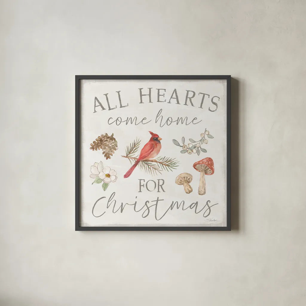 Woodland Christmas VI by Silvia Vassileva. Shown in a sleek black glass frame for a contemporary gallery look. Available as an archival giclee rolled canvas, fine art paper, or poster print. SKU 78227a.