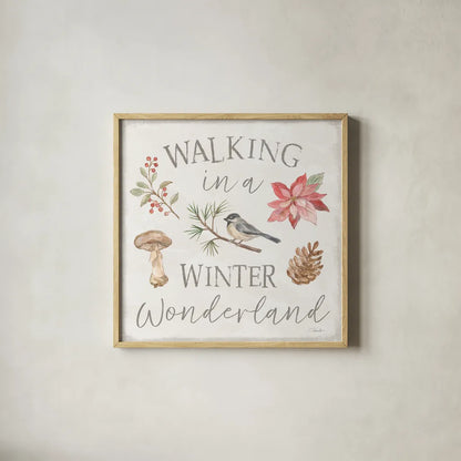 Woodland Christmas VII by Silvia Vassileva. Shown in a natural wood glass frame for a timeless modern aesthetic. Available as an archival giclee rolled canvas, fine art paper, or poster print. SKU 78228a.