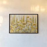 Yellow Field by Silvia Vassileva. shown as a paper print in a black flame. Available as a archival giclee rolled canvas, fine art paper, or poster print. SKU 98018i.
