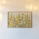 Yellow Field by Silvia Vassileva. shown as a paper print in a natural frame. Available as a archival giclee rolled canvas, fine art paper, or poster print. SKU 98018i.