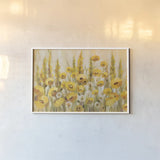 Yellow Field by Silvia Vassileva. shown as a paper print in a white frame. Available as a archival giclee rolled canvas, fine art paper, or poster print. SKU 98018i.