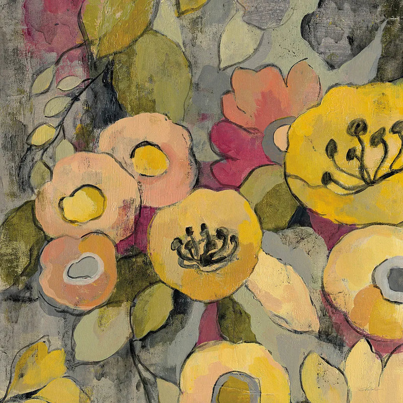 Yellow Floral Duo II Crop by Silvia Vassileva. SKU 21584a. Archival Giclee Fine art print for wall decor.